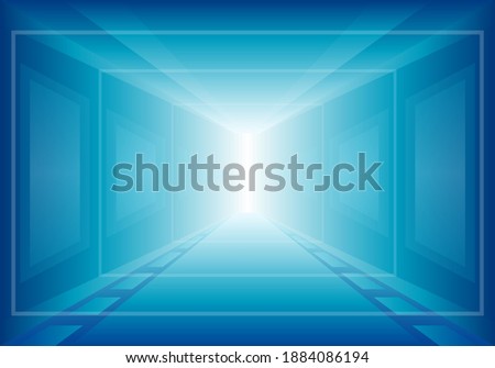 Blue hallway Background, Hallway light concept, Virtual digital vector.