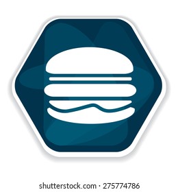 Blue hamburger vector icon, junk food, unhealthy