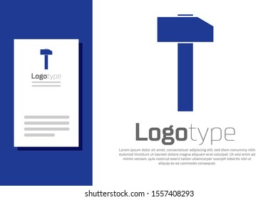 Blue Hammer icon isolated on white background. Tool for repair. Logo design template element. Vector Illustration