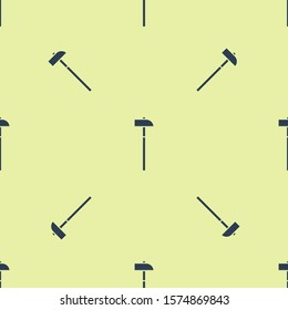 Blue Hammer icon isolated seamless pattern on yellow background. Tool for repair.  Vector Illustration