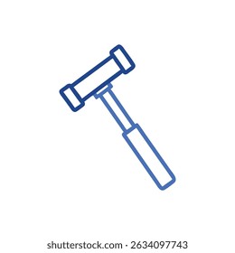Blue hammer icon on White Background for construction concept