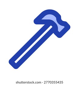 Blue hammer icon representing the quintessential construction hand tool used for driving nails and shaping materials