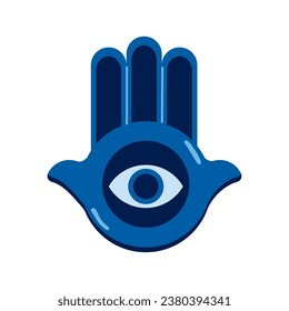 blue hamsa with eye illustration vector