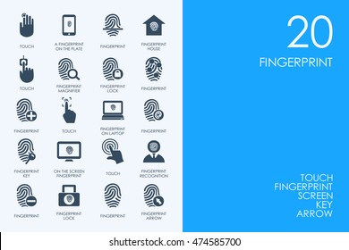 BLUE HAMSTER Library fingerprint vector set of modern simple icons