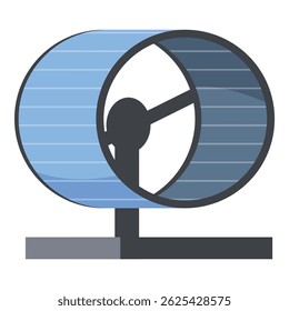 Blue hamster wheel standing on a grey surface is perfect for a pet to get daily exercise