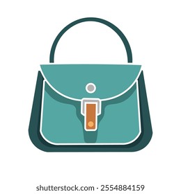 Blue hand bag vector image, women handbag flat illustration, ladies purse clip art, blue handbags icon isolated on white background