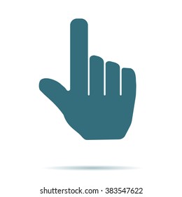 Blue Hand cursor icon isolated on background. Modern flat pictogram, business, marketing, internet concept. Trendy Simple vector symbol for web site design or button to mobile app. Logo illustration
