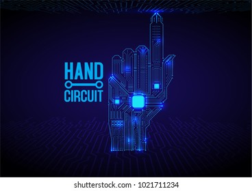 blue hand digital .electronics circuit. vector illustration,technology,perspective.