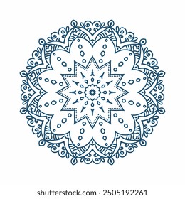 Diseño azul del mandala del dibujo de la mano para el yoga, colorear el blog, materia textil, pegatinas