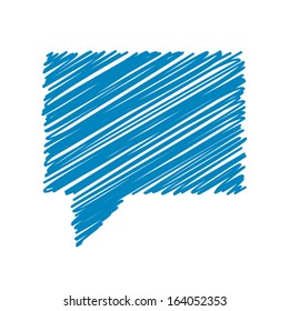 Blue hand draw speech bubble. Vector illustration. 
