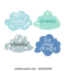 Blue hand drawn clouds. Elements for design
