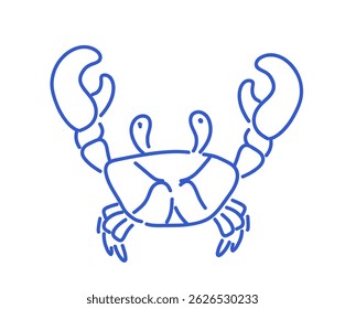 Blue Hand Drawn Crab Illustration, Coastal Line Art Design