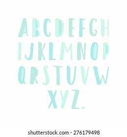 Blue hand drawn font