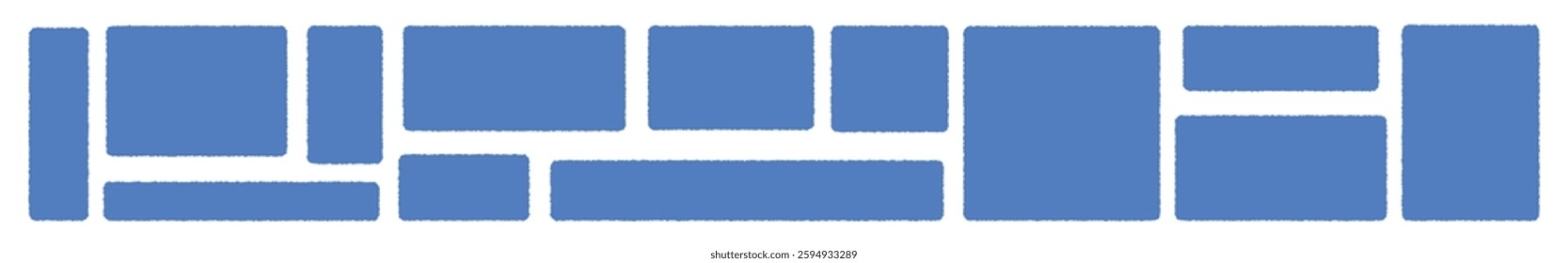 blue Hand drawn organic rectangular frame, abstract text box with doodle bubble shape, fun freeform banner for colorful background. Flat vector illustration isolated