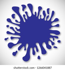 Blue Hand Drawn Paint Splash with small splashes and shadows. Vector illustration