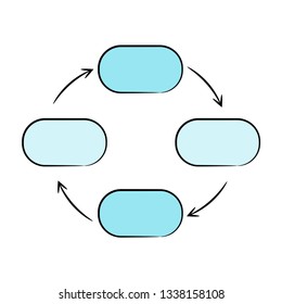 blue hand drawn process business chart diagram for presentation template