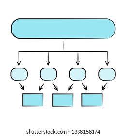 blue hand drawn process business chart diagram for presentation template