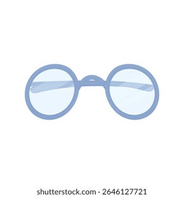 Blue hand drawn round glasses. Symbol of study. Children's glasses