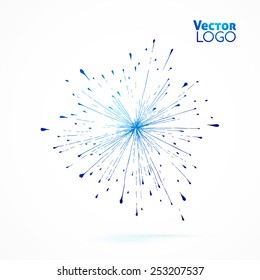 Blue hand drawn vector icon. logo, design template for Corporate, Media, Technology style.