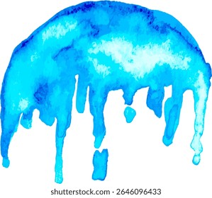 Blue Hand Drawn Watercolor Drops Round Vector Banner