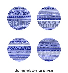 blue hand drowing doodle circle on white background