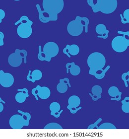Blue Hand grenade icon isolated seamless pattern on blue background. Bomb explosion.  Vector Illustration