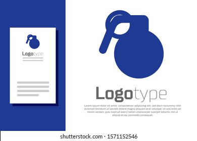 Blue Hand grenade icon isolated on white background. Bomb explosion. Logo design template element. Vector Illustration
