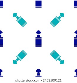 Blue Hand grenade icon isolated seamless pattern on white background. Bomb explosion.  Vector