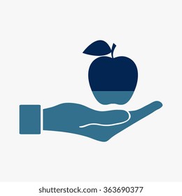 Blue Hand holding Apple Icon