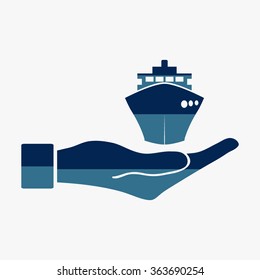 Blue Hand holding ship icons