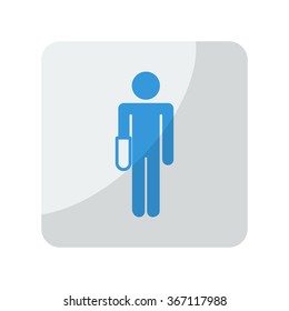 Blue Hand icon on grey rounded square button on white