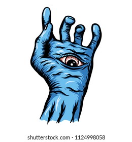 Blue Hand Illustration With Eye