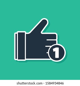 Blue Hand like icon isolated on green background.  Vector Illustration