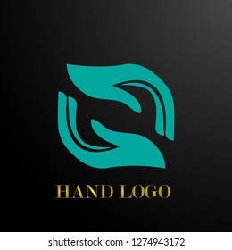 blue hand logo design, vector