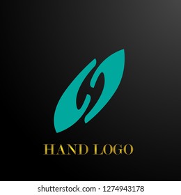 blue hand logo design, vector