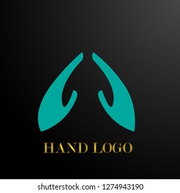 blue hand logo design, vector