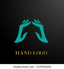 blue hand logo design, vector