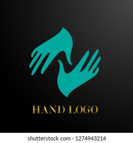 blue hand logo design, vector