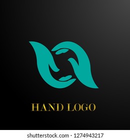 blue hand logo design, vector