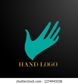 blue hand logo design, vector
