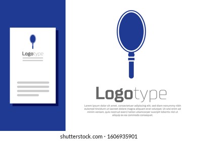 Blue Hand mirror icon isolated on white background. Logo design template element. Vector Illustration