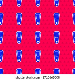Blue Hand mirror icon isolated seamless pattern on red background.  Vector Illustration