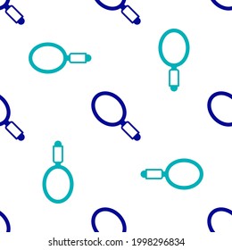 Blue Hand mirror icon isolated seamless pattern on white background.  Vector