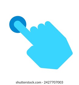 Blue hand pointer cursor arrow. Computer mouse click closed mark