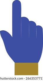 Mano azul que apunta hacia arriba icono