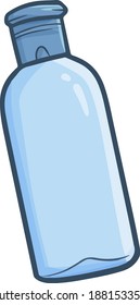 Botella de desinfectante de mano azul en estilo de doodle simple