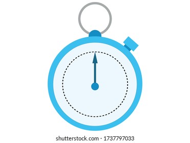 Blue hand stopwatch on white background.