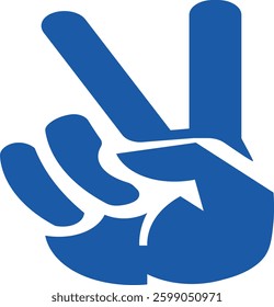blue hand symbol v peace