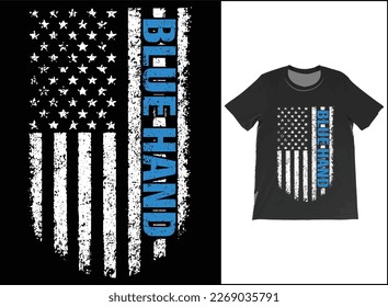 Blue Hand T-Shirt Vector Design. for Men And Women.