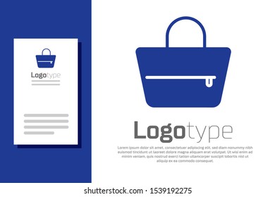 Blue Handbag icon isolated on white background. Female handbag sign. Glamour casual baggage symbol. Logo design template element. Vector Illustration